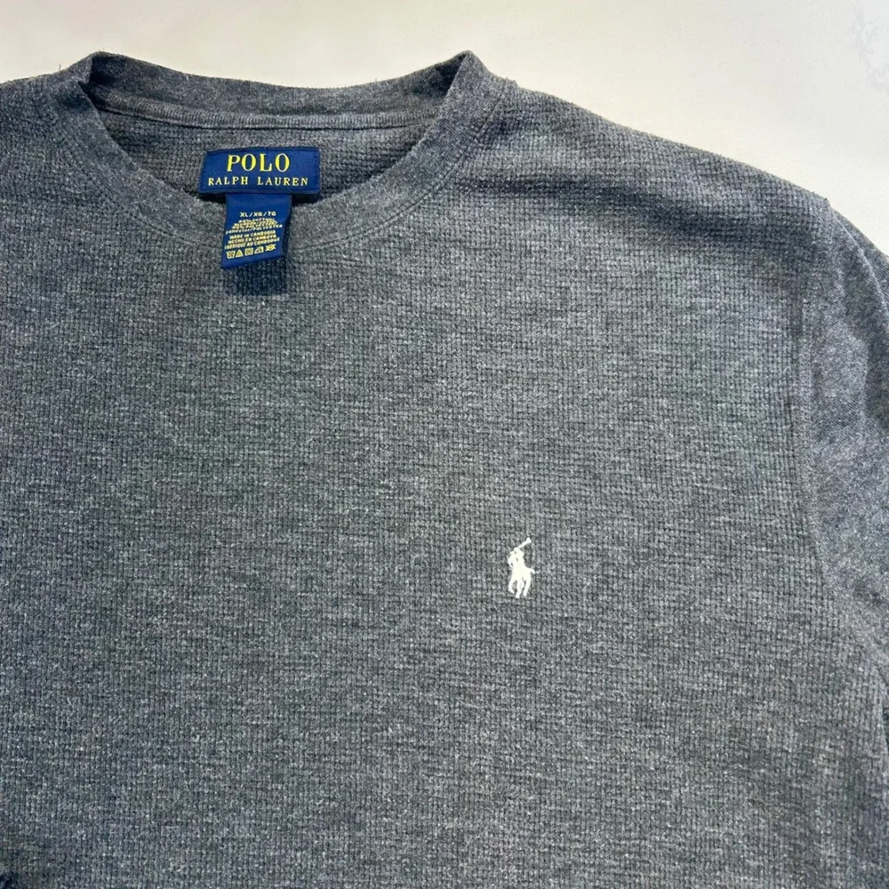 Polo Ralph Lauren Gorpcore Waffle Knit Thermal Shirt XL Minimalist Basics Grey